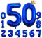 Foil Luftballon 50 Helium Folienballon Zahlen Ballon XXL Folien Dunkelblau Ballon 50 Geburtstag 100cm/40inch