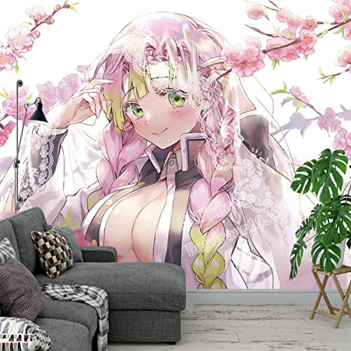 COJIC Kanroji Mitsuri Papier peint 3D Anime Demon Slayer Kimetsu No Yaiba Murals Chambre Salon Cosplay Studio Art mural 350 cm (L) x 260 cm (H)