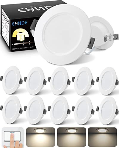 Eande LED Einbaustrahler 230V Dimmbar, Ultra Flach 5W 500LM Deckenspots LED Spot, 4000K Neutralweiß, IP44 Spritzwasser geschützt, Einbauleuchten Loch 78mm-85mm, 25mm Einbautiefe, 10er Set