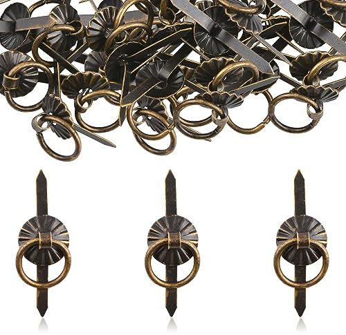 URROMA Kleine antike Bronze Metall Ring Pull Griffe 60 Pcs kleine Schublade zieht für Kunst Handwerk dekorative Scrapbooking Karten DIY