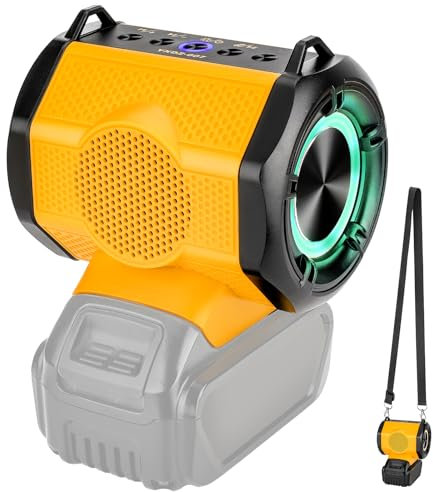 WaxPar Bluetooth Speaker Compatible with Dewalt 20V Battery, 20V Portable Mini Speaker Cordless 20W Loud True Wireless Stereo HD Sound, TWS Pairing, 5.3 Bluetooth, 24H Playtime