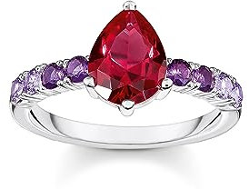 THOMAS SABO Damen-Ring mit Rotem Tropfen TR2442-477-7-56 Ringgröße 56/17,8