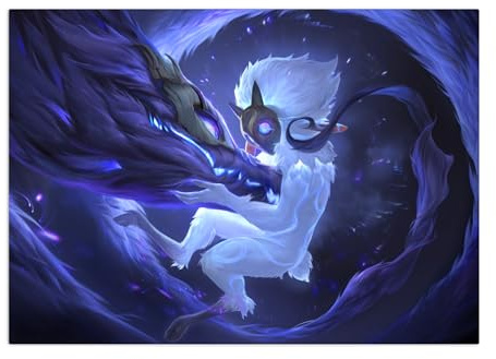 Displate Offiziell League of Legends MetallPoster Magnetische Befestigung Inklusive Lizenziert Bilder Hochwertiges Poster League of Legends Champions - The Eternal Hunters h 67.5 cm x 48 cm