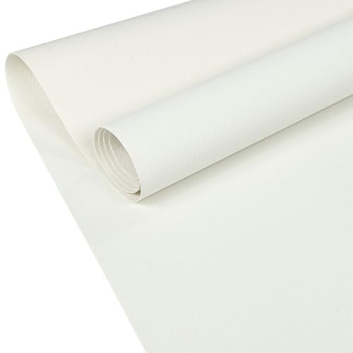 ANRO Kunstleder Lederimitat Lederstoff Polsterstoff Nappaprägung Texturiert Meterware Bezugsstoff Weiß 120x140cm