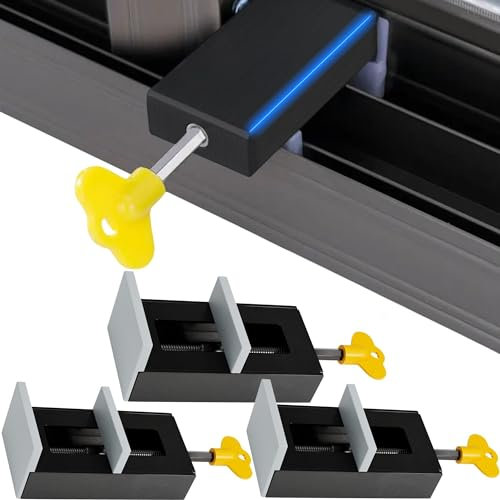 Pack 3 Cerraduras de Aluminio Para Ventanas Correderas - Cerradura Puerta Corredera - Cierre Para Garantizar Seguridad Ventana - Topes seguridad ventanas Ajustables con Llaves Incluidas. (Negro)