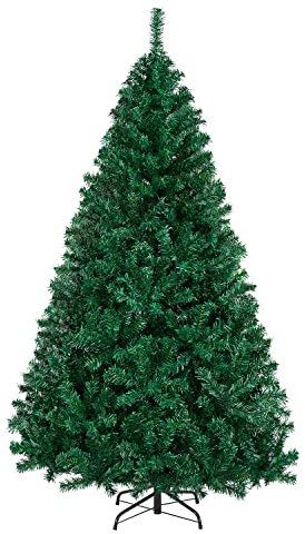 Yaheetech 6ft Hinged Spruce Christmas Tree Holiday Decoration Artificial Unlit Xmas Tree with 1000 PVC Flexible Tips