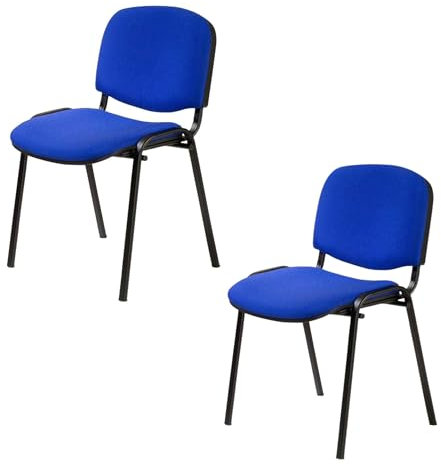 Topsit 2er Set Besucherstuhl ISO, Bequemer Konferenzstuhl, stapelbar, mit gepolsterter Sitzfläche und Rückenlehne. CLA000002 (Blau)