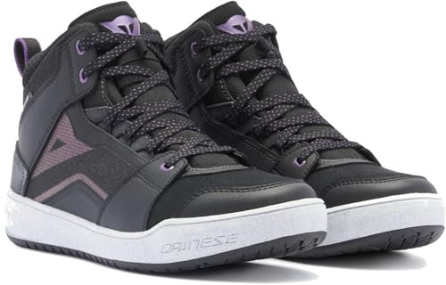 DAINESE Suburb D-WP Shoes Wmn, Scarpe Moto Impermeabili Donna, Nero/Bianco/Viola Metallizzato, 38 EU