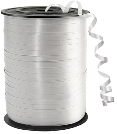 Geschenkband Weiß,450 Meter/ 500 Yard Ringelband Ballonband Dekoratives,Schleifenband für Party Ballonverschlüsse, Blumen Geburtstage Hochzeiten Kunsthandwerk Dekoration