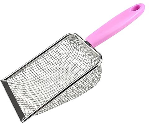 PLUSHCEWT Pelle à litière pour chat, pelle à déjections canines, pelle à litière en acier inoxydable pour reptile, pelle à sable, pelle d'angle pour chat, chien, lapin, lézard