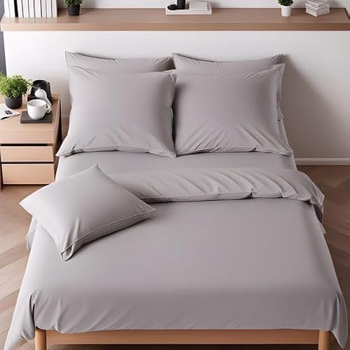 Cozyor Bettwäsche 135x200 allergikergeeignet, weich mit robustem Reißverschluss, Mikrofaser, Deckenbezug + Kissenbezug 80x80 cm, 2 teilig, hellgrau Moonlight