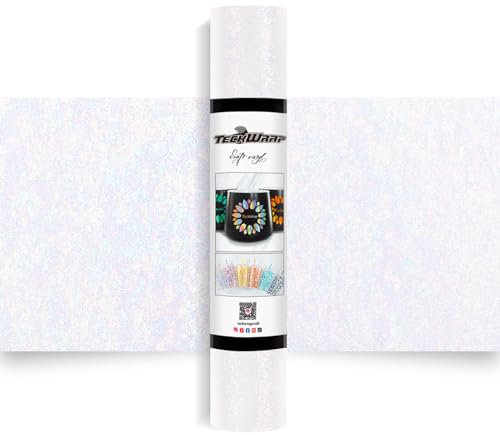 TECKWRAP Permanent Glitter Vinyl Colorful Pearl Adhesive Vinyl Roll - 1ft x 5ft for DIY Craft Designs & Home Decor, Pearl White