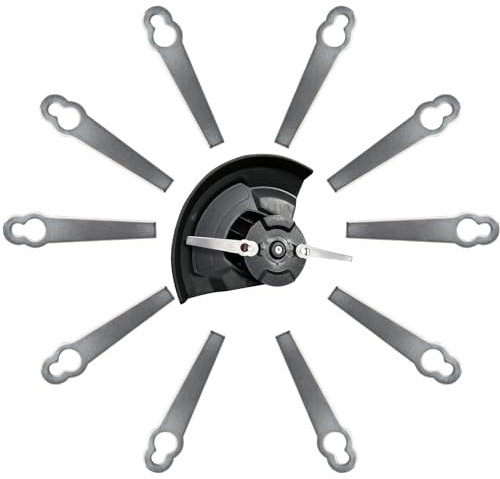 Lame Coupe Bordure, shallyong Lot de 10 Lames de Rechange pour Coupe Bordure Metal, Lame Tondeuse Gazon, Remplacement des Lames de Strimmer d'Herbe