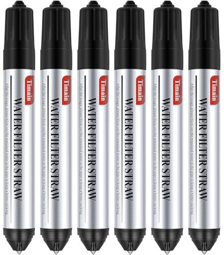 6 Pack Timain Mini Water Filtration Systems,Water Purifier Survival,Water Filter Straws for Emergency Preparedness,Travel,Camping, Hiking,Fishing,Hunting