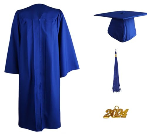 Rrongwn Abschlusskleider für Erwachsene 2024 Abschluss Talar Mit Abschluss Hut Abschlusskleid College Akademische Robe Graduation Robe Set für Universität Highschool-Zeremonie Unisex