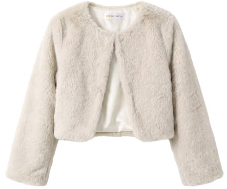 Bolerose Girls Faux Fur Bolero Jacket | Satin Lining, Concealed Fastening, Long Sleeves, Cropped Length, Lightweight Warmth, Ages 3-10