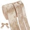 BENECREAT 13.7m Champagne Velvet Wired Ribbons, Single Face Velvet Ribbons for Gifts Wrapping, Wreath Bow Christmas Crafts Decoration