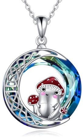 VONALA Tier Halskette 925 Sterling Silber Kristall/Rose Quarz Anhänger Schmuck Geschenke für Frauen Mädchen (frog)
