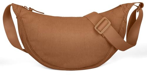 Aucuu Borsa a Tracolla in Velluto a Coste, Borsa a Tracolla da Donna in Tinta Unita, Borsa a mezzaluna per Donne, Borsa a Spalla con Tracolla Regolabile, Messenger Crossbody Bag per Shopping Viaggio