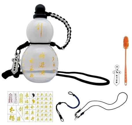 KKwercv Gourd Water Bottle, 28oz Gourd Style Clear Tritan Water Bottle, Chinese Retro-Inspired Monkey King Water Bottle, Eye-catching Gourd Style Water Bottle for Black M-YTH Monkey King Game Fan