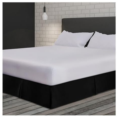 VONCYKI Cache-sommier plissé doux et confortable avec tissu infroissable et résistant à la décoloration – Literie de 38,1 cm de haut (sans plateforme) (noir, 160 x 200 x 35 cm)