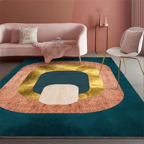 RUGMRZ Large Carpet Rug toilet rug 80x150CM machine washable rugs green football pitch rug Golden modern minimalist design non-slip and wear-resistant living room carpet