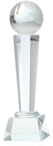 sourcing map Kristallglas-Trophäe mit Box, 22,9 x 7,1 cm, Earth Champions Award für Desktop-Tischdekoration, Turniere, Sportwettbewerbe, Briefbeschwerer, transparent