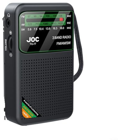 VRTYVEYBB Portable Radio, Compact Portable Radio AM/FM/SW Bands with 3W Speaker, 1000mAh Rechargeable Battery, Type-C Charging, Superior Reception for Travel, Outdoor, Home Use(Black)