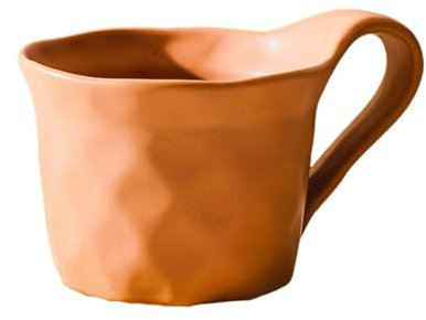 Treer Kaffeetasse Porzellan, Einfach Solide Farbe Cappuccinotassen Kaffeebecher mit Henkel 300ml/10.5oz Steingut Kaffeetassen Cappuccino Tassen Mokkatassen Espressotassen Teetasse (Orange)