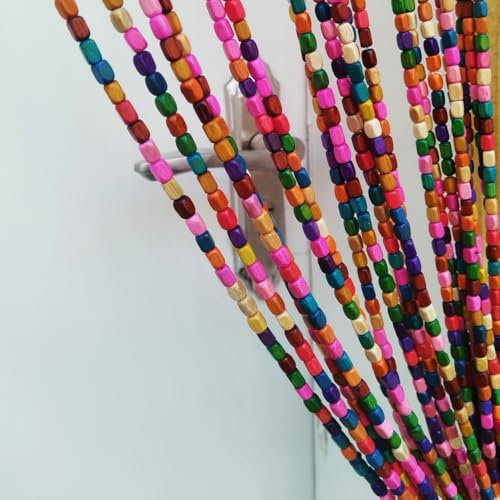 ave split Rainbow Colorful Hippie Wood Door Beaded Curtain Boho-Bohemian Wooden Doorway Beads Curtains Made of Wood&Bamboo-for Window,Aisle, Door Decor 051fz (Colorful, 38 Strands)