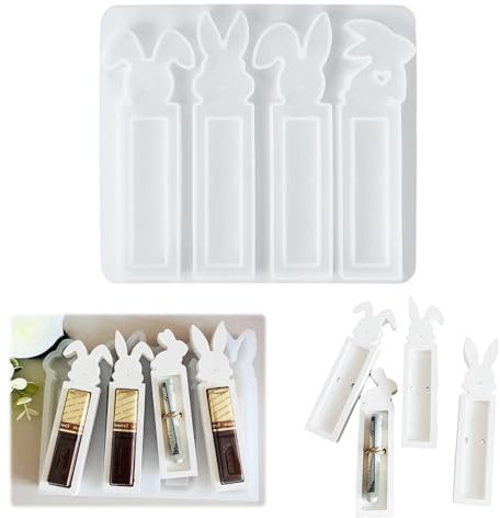 Silikonformen Gießformen Ostern, 4 Stück Osternhase Silikonform Ostern Geldgeschenk, Gipsformen Zum Gießen Osterhase, Silikonform Hase, Gießformen Silikon Ostern für Geldgeschenke