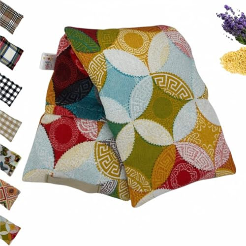 Saco Semillas Microondas - Cojin Térmico Ajustable al Cuerpo-100% Algodón con Mijo y Lavanda-Bolsa para Alivio Natural de Dolores Musculares, Menstrual y Lumbago.Funda extraíble y lavable(Multicolor)