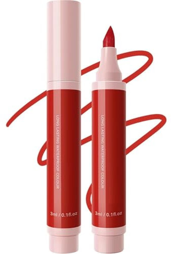 Lip Stain Marker Pen,Lip Marker Tint,Red Lipstain,Moisturising Lips Colour Liquid Lips Liner,Long Lasting Waterproof Smudgeproof Natural Effect,Liquid Lip-Liner,Matte Colour Appearance(Rose Red)