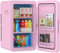 Rebongki Mini Fridge 22L/ 30 Cans Cooler and Warmer Portable Mini Fridge for Bedrooms with Adjustable Shelves, AC+12V DC Small Fridges for Car, Office, Travel, Cosmetics, Drinks (Pink)