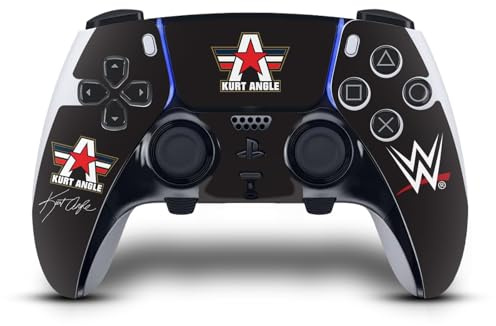 Head Case Designs Offizielle WWE Logotyp Kurt Angle Vinyl Haut Gaming Aufkleber Abziehbild Abdeckung kompatibel mit Sony PlayStation 5 PS5 DualSense Edge Controller