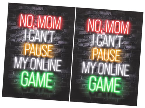 NUOBESTY 2pcs Neon Gaming Wall Art Modern Vintage Industrial Style Poster for Gamer Decor Lightweight Versatile Gaming Decoration present for Teen Boys