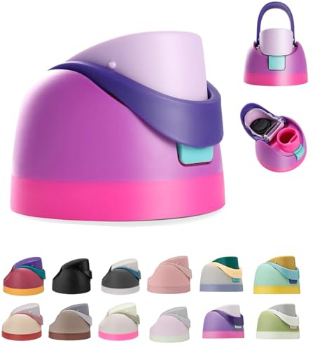 Replacement Lid for Owala FreeSip Water Bottle, Replacement Parts Compatible with Owala Freesip 16 oz 24 oz 32 oz 40 oz, Leakproof Straw Cap with Carry Loop (Pink&Purple)