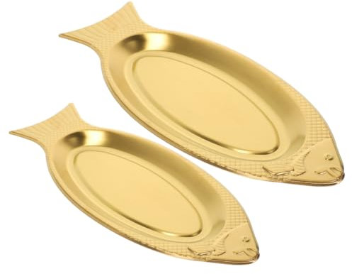 ULTECHNOVO Plato para Servir Pescado 2 Piezas Inoxidable Diseño de Pescado para Cocinar al Vapor y Asar para Restaurantes