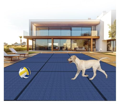 Inground Pool Cover Safety Fits Rectangle Swimming Pool, Rectangle Underground Safety Pool Cover Cold Resistant Pool Cover For Swimming Pool Winter(Blue,Dia 2.7m(9ft))