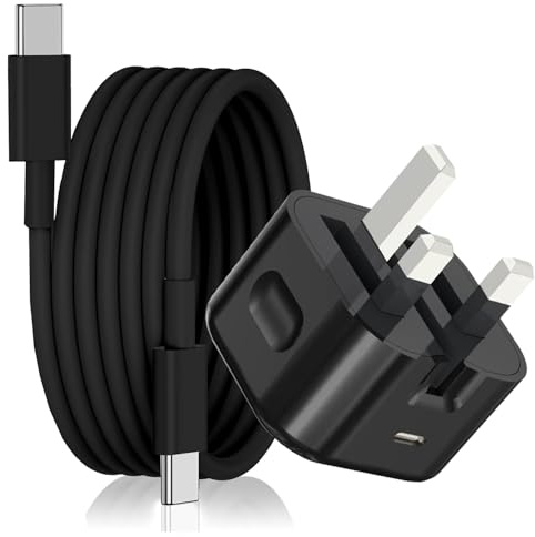 USB C Plug For iPhone 17/17 Pro/17 Pro Max/iPhone Air/16e/16/16 Plus/16 Pro Max/15 Plus/15 Pro/14+/14 Pro Max/13 12 Charger, 20W PD Fast Plug + Cable (Black)