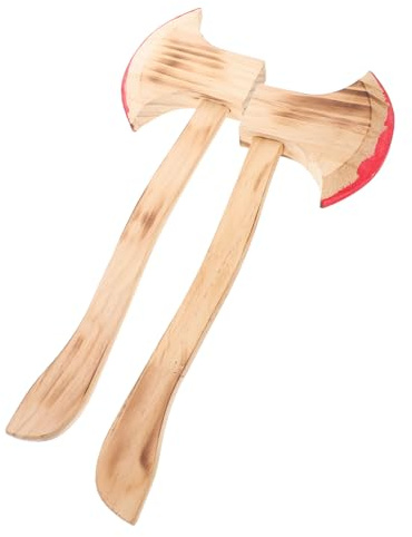 Kisangel 2pcs Wooden Axe Toy Props for Halloween Festival Party Decorations Boys and Girls Play Simulated Axe Props Cosplay Accessories