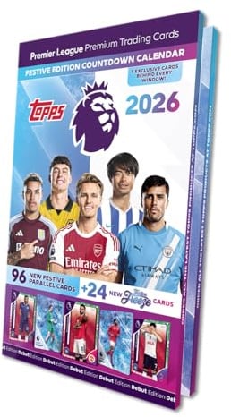 Topps Premier League 2026 - Debut Edition - Advent Calendar (96 Festive Parallel cards plus 24 Festive Freeze cards)