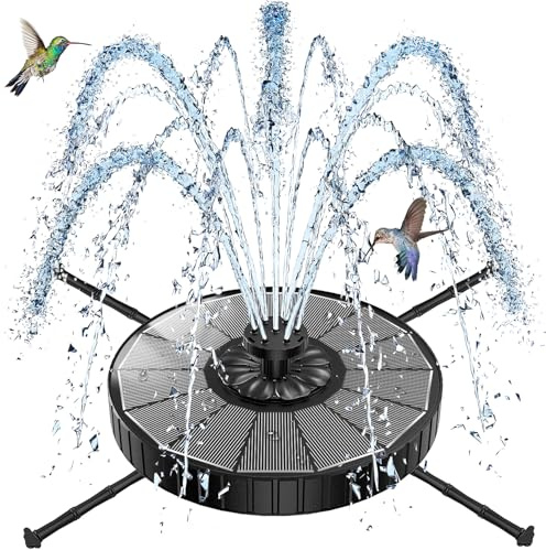 SZMP Solar Fountain with 3 Spray Height, 3.5W Glass Solar Bird Bath Fountain with 4 Adjustable Rotating Rods, and 8 Nozzles, Outdoor Solar Water Fountain Pump for Bird Bath, Garden, Pool, Pond