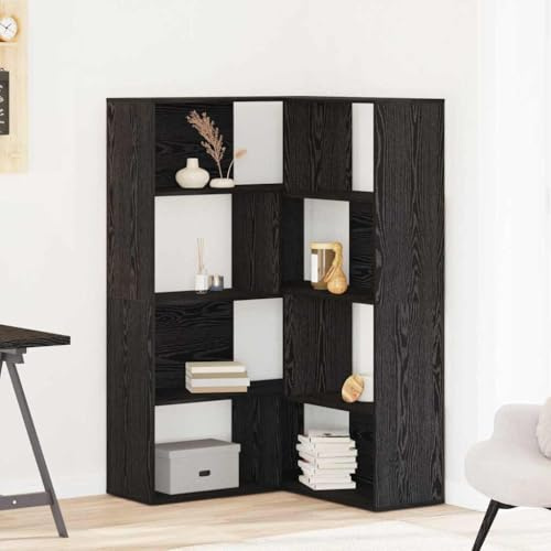 Ordellia Modern Wardrobe Set of 2 Black Oak Effect 85 x 85 x 140 cm with 8 Compartments for Bedroom and Dressing Room Versatile Storage Solution