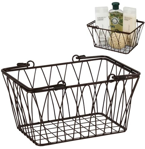 Spectrum Griffen Modernes Bauernhaus-Dekor, Bauernmarkt-Stil Drahtkorb für Küche Organisation, Kleiner Aufbewahrungskorb, Legierter Stahl, Bronze, Small
