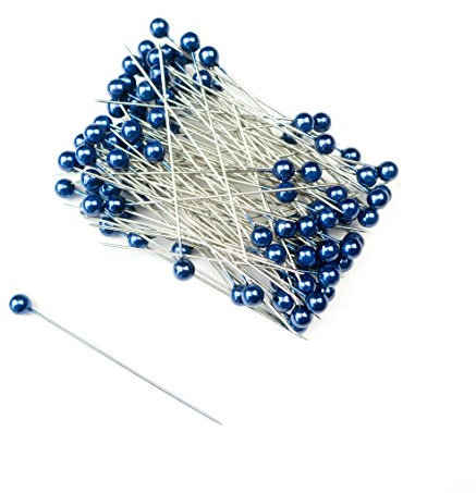 Perlkopf - Deco - Nadeln Ø 6mm x 65mm mit Euro-Lochung, Inhalt: 100stk. Farbe: Blau / Blue