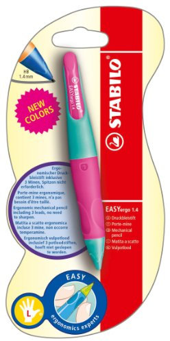 Ergonomischer Druck-Bleistift für Linkshänder - STABILO EASYergo 1.4 in türkis/neonpink - Härtegrad HB