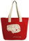 BRISA VW Collection - Volkswagen Wiederverwendbare Canvas-Einkaufs-Tüte-Strand-Tasche mit T1 Bulli Bus Motive (Silhouette/Rot)
