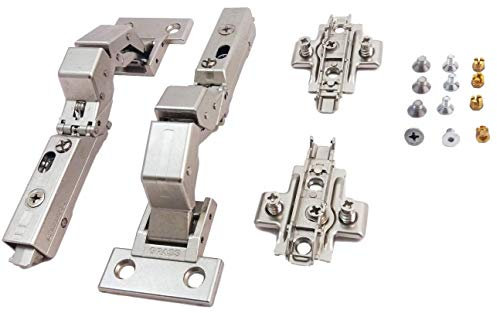 GRASS Tiomos Scharnier OHNE Topfbohrung! M0 SET (2 x Scharnier, 2 x Montageplatte, 4 x 3 x Schrauben) von UMAXO®