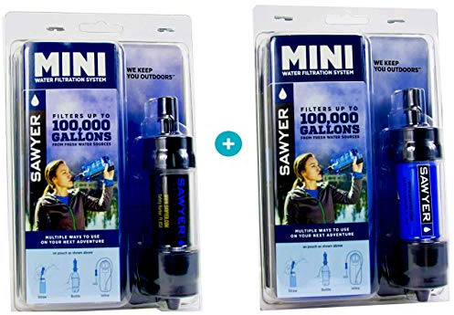 Sawyer Mini PointONE - Filtre d'eau pour randonnée - set de 2 (Noir & Bleu)
